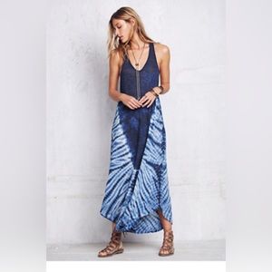 FREE PEOPLE / WE THE FREE Navy White Tie Dye Hailstorm Maxi Dress Medium